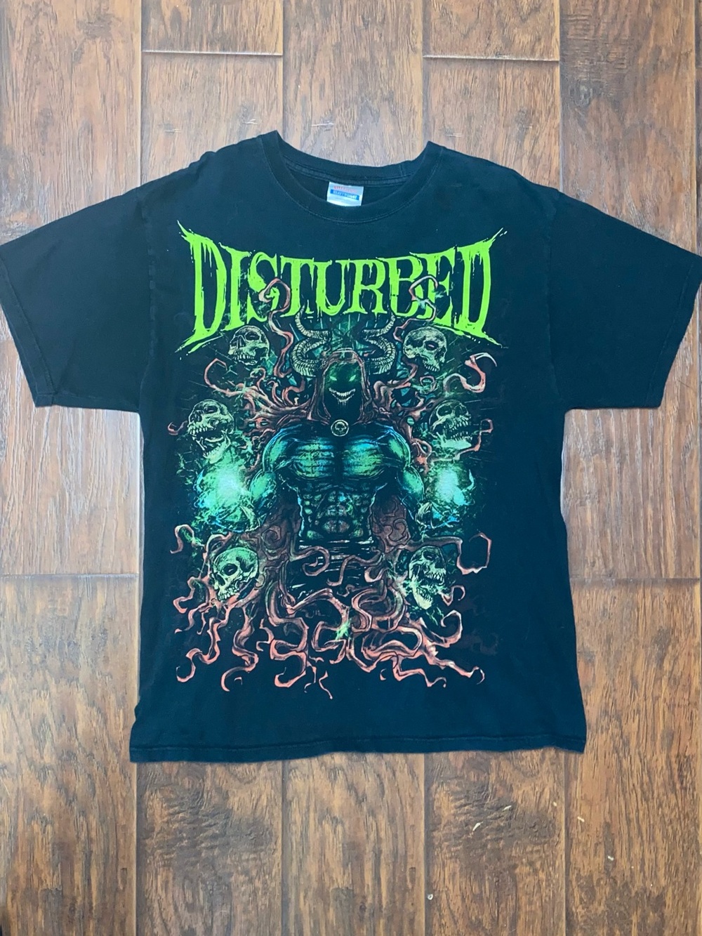 Vintage Early 2000’s Disturbed Metal Band T Shirt Skulls & Reaper Large  AA22